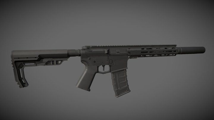 AR-15 (game ready) 3D Model