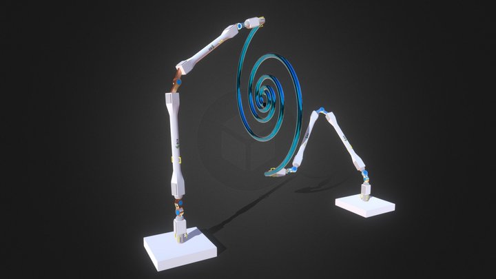 2 robotic arms drawing a double spiral 3D Model