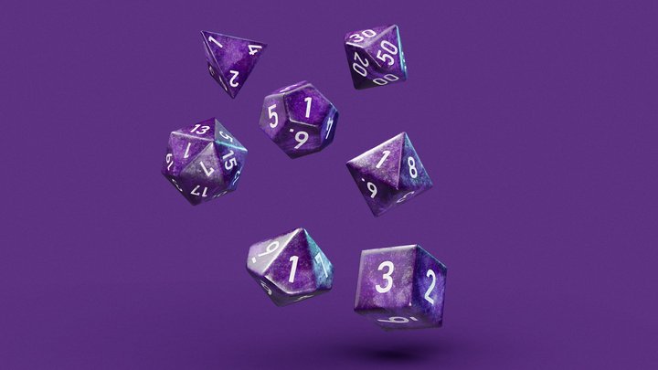 RPG dice set - PBR - Game-ready model 3D Model