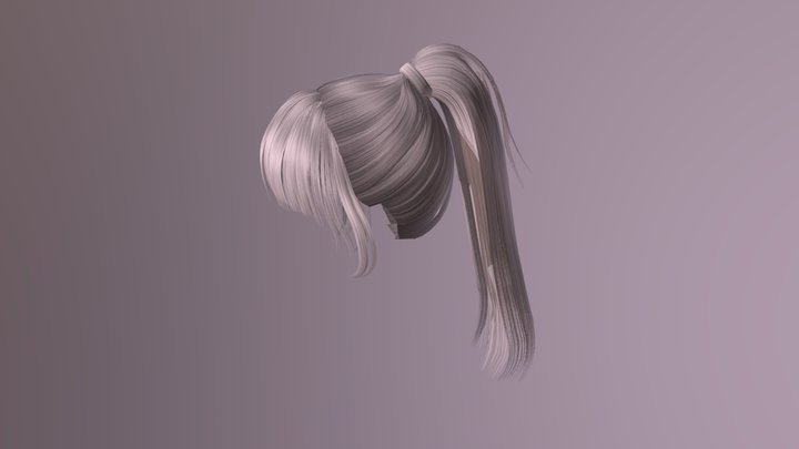 White Ponytail (With Bones) 3D Model