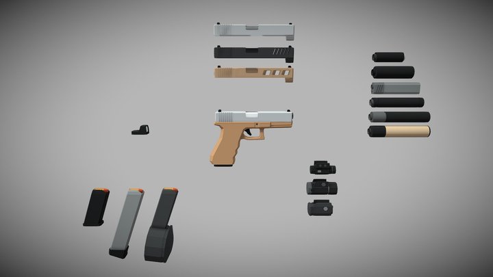 LOW POLY pistol 3D Model