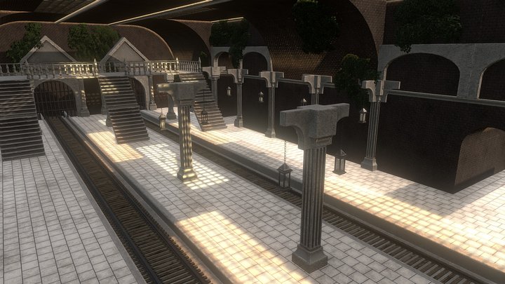 Abandoned Underground Train Station 3D Model