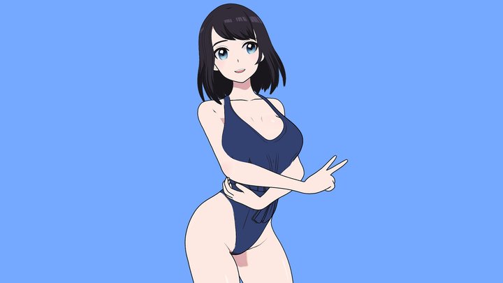 ANIME - Saki - Bikini girl 3D Model