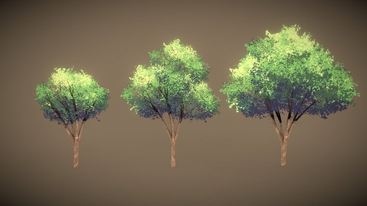 Anime Trees 3D Model